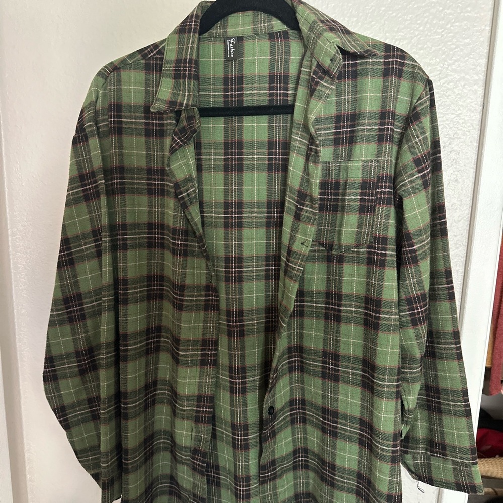 Soft Cozy Green Plaid Button Down Shirt